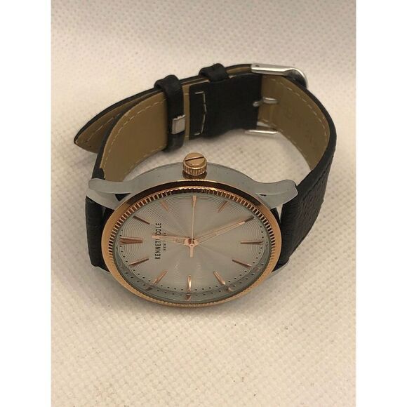 Kenneth Cole KC50877002 Women Black Leather Analog Dial Quartz Wrist Watch KS298 - Picture 7 of 9